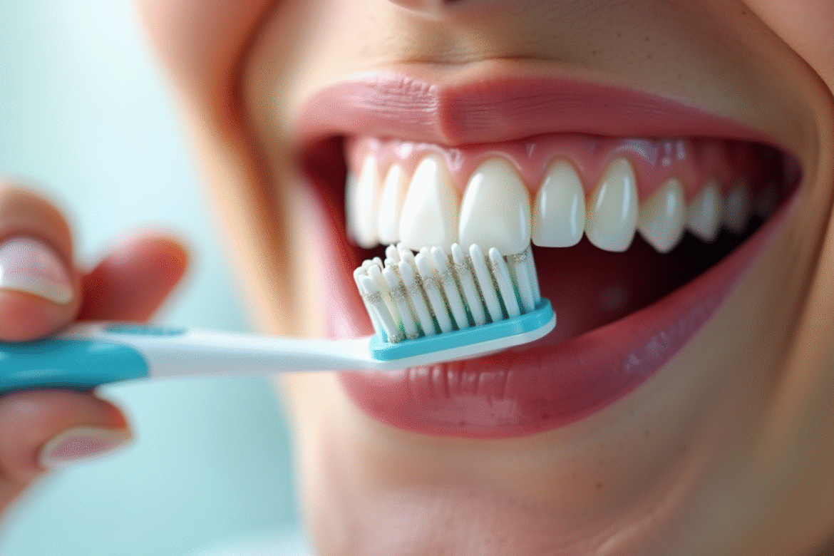Brosse dentaire nettoyant des dents blanches éclatantes
