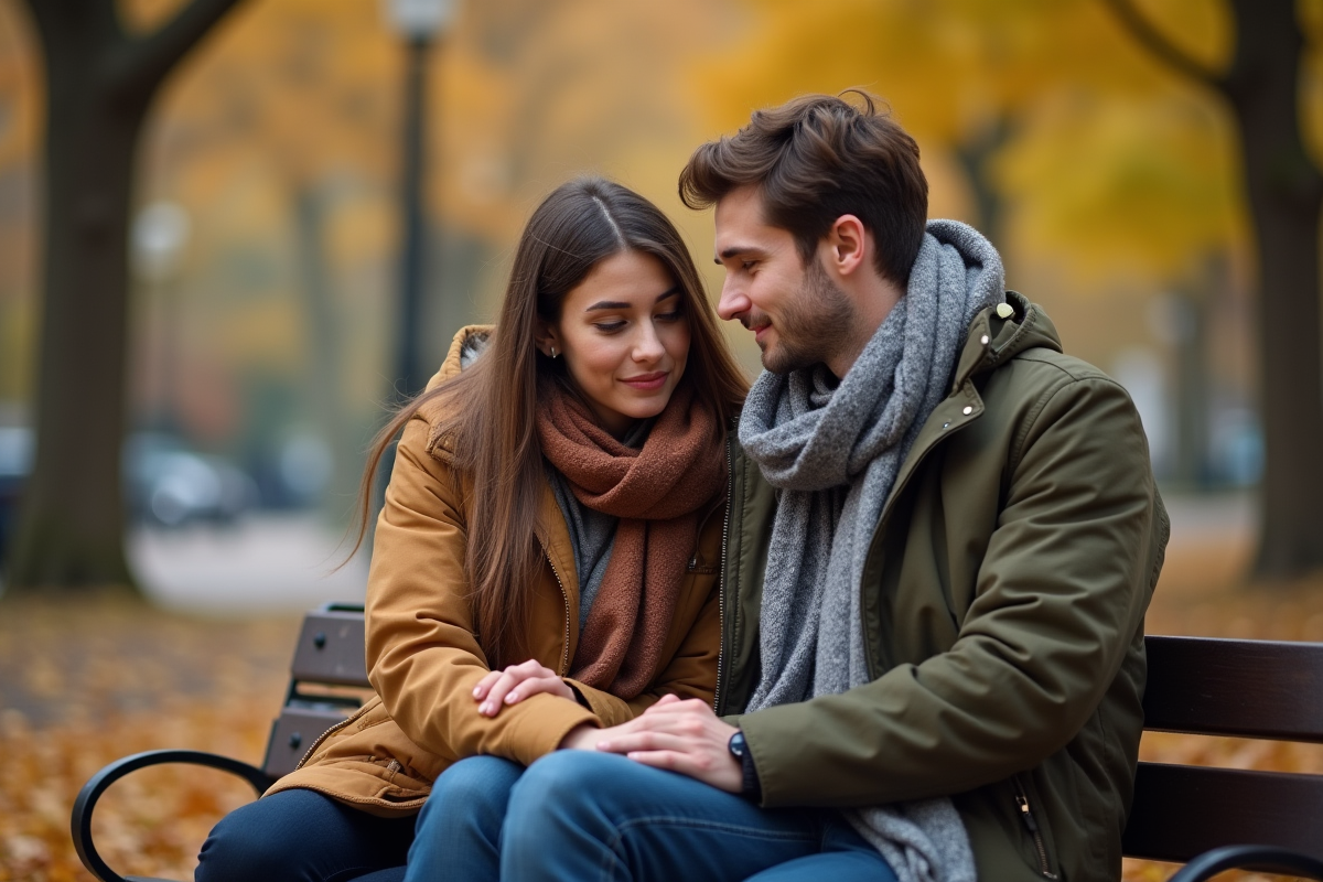 Couple assis sur un banc d