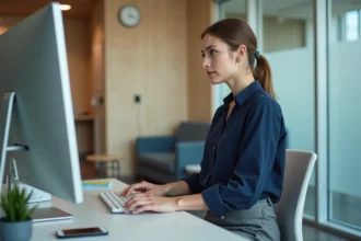 Secretaire medicale au bureau moderne en clinique